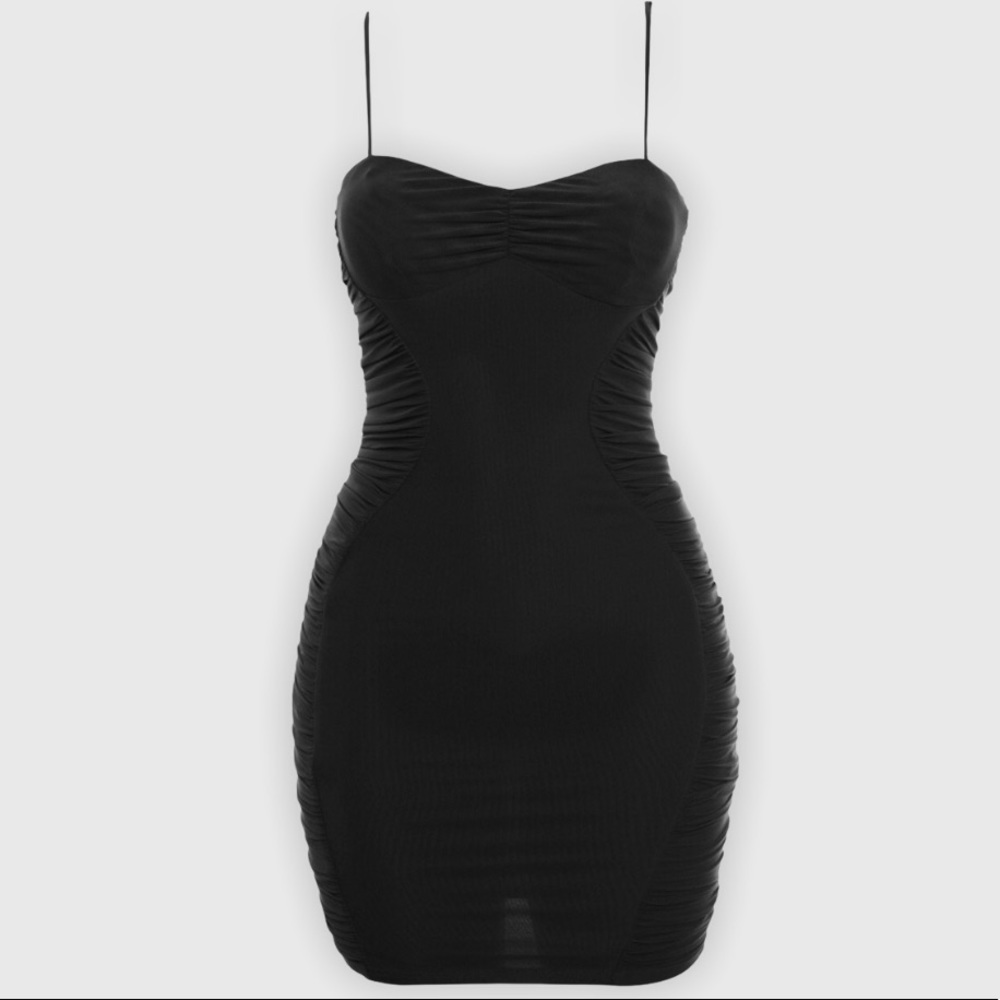 Black Ruched Dress - Picture 2 of 5